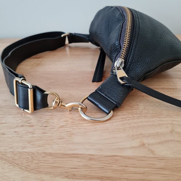 Rebecca Minkoff Bree Belt Bum Bag Fanny Pack Pebbled Leather Black Zip Crossbody - Picture 7 of 11